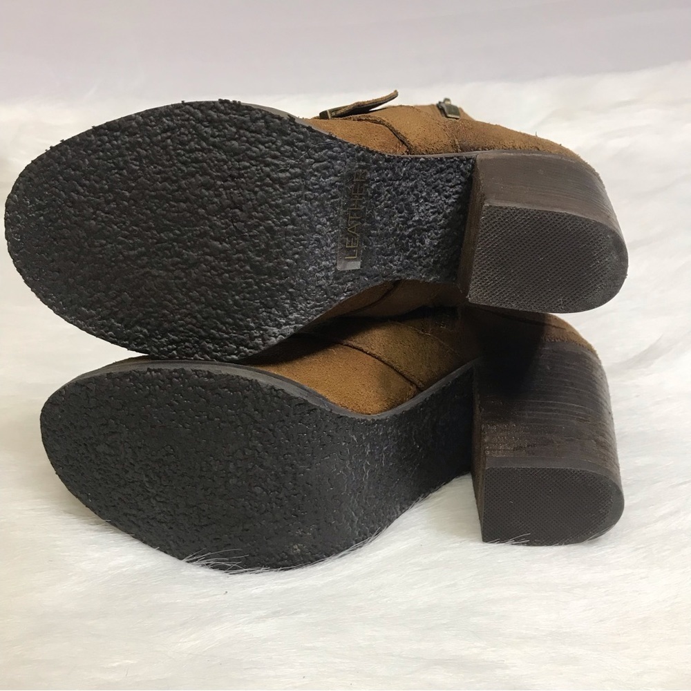 Naughty Monkey Brown Suede Boho Block Heel Boots Size 7.5 - Picture 5 of 11